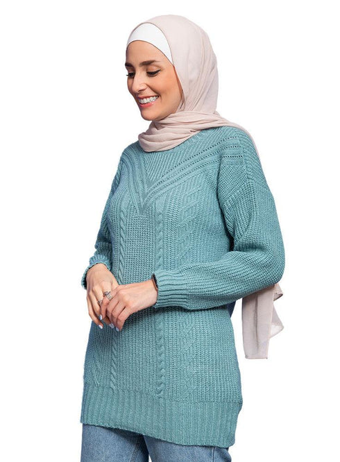 Deep - Aqua plait pullover - Khotwh